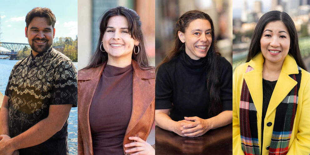headshots of a man and three women who are candidates for city council