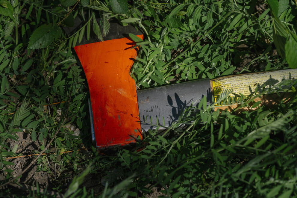 An axe on the ground 