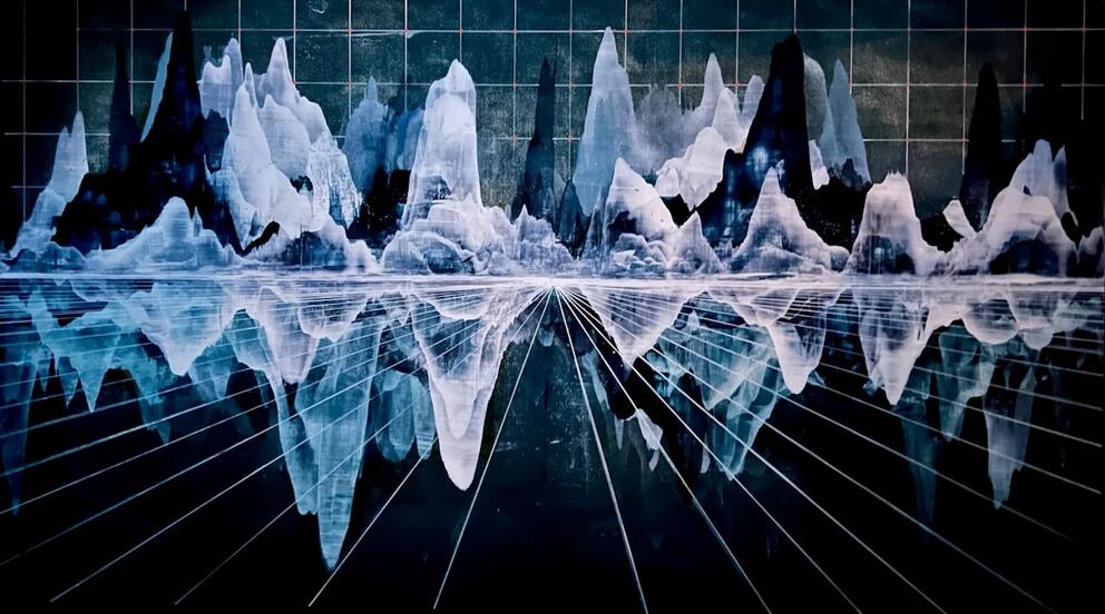 painting of ghostly sound waves on a black background