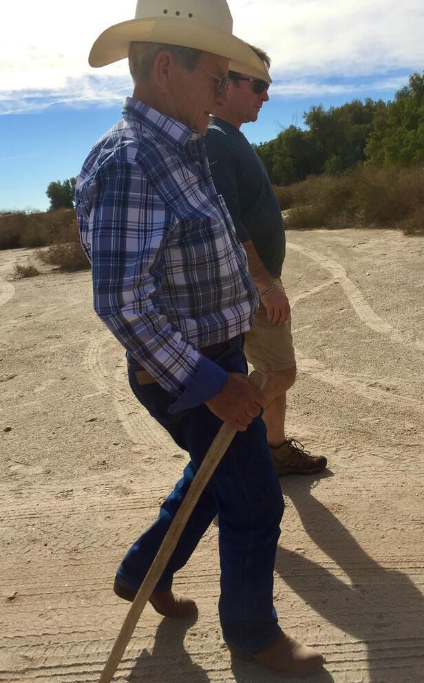 The author and his father on one of their many strolls in Yuma, Ariz., in December 2015. 
