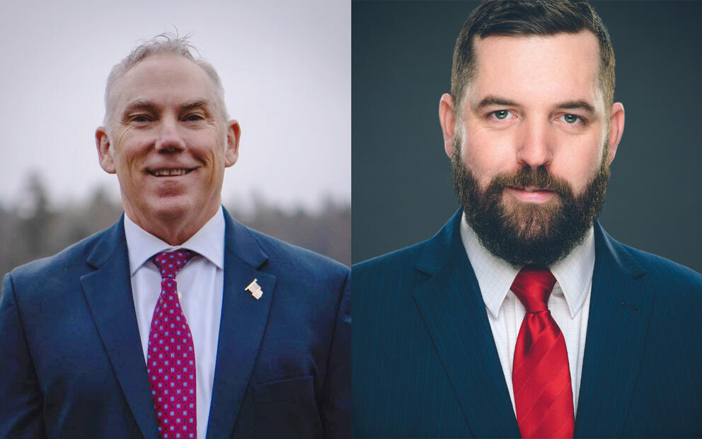 A photo of candidates John Snaza and Matt Marshall