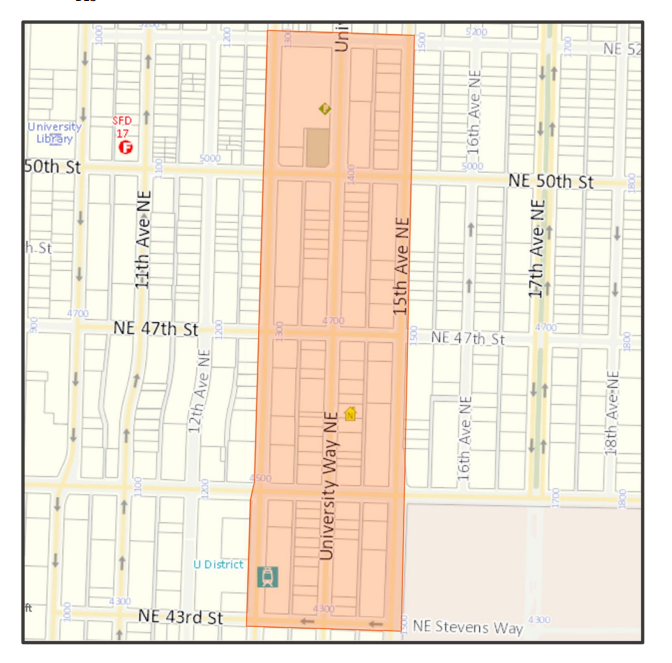 map of university district SODA zone