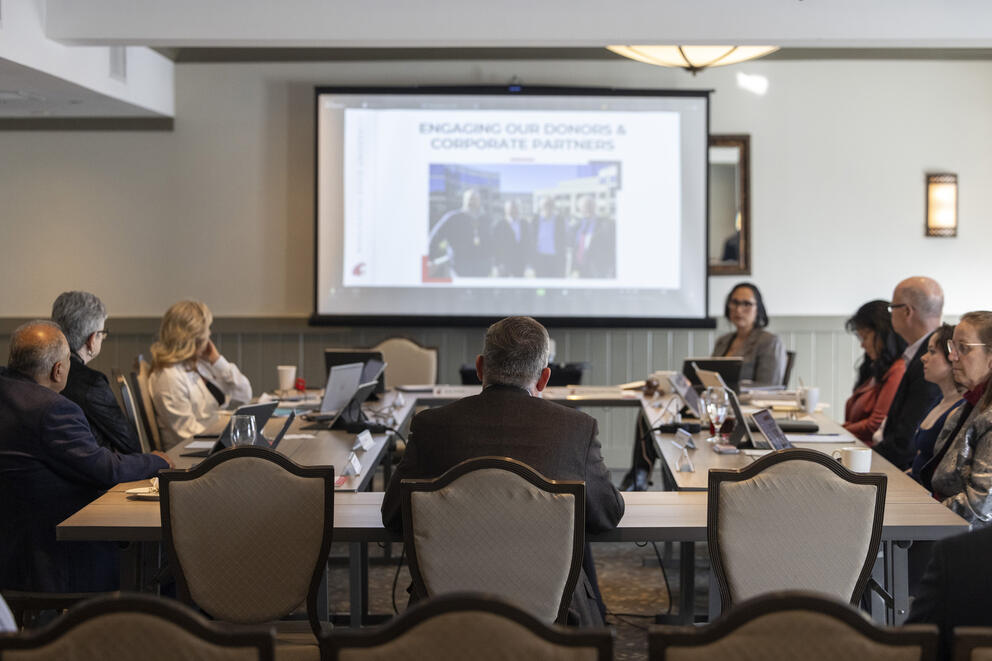 WSU president Kirk Schulz speaks to the Board of Regents