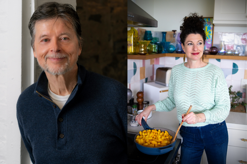 Ken Burns on left, Rachel Belle on right