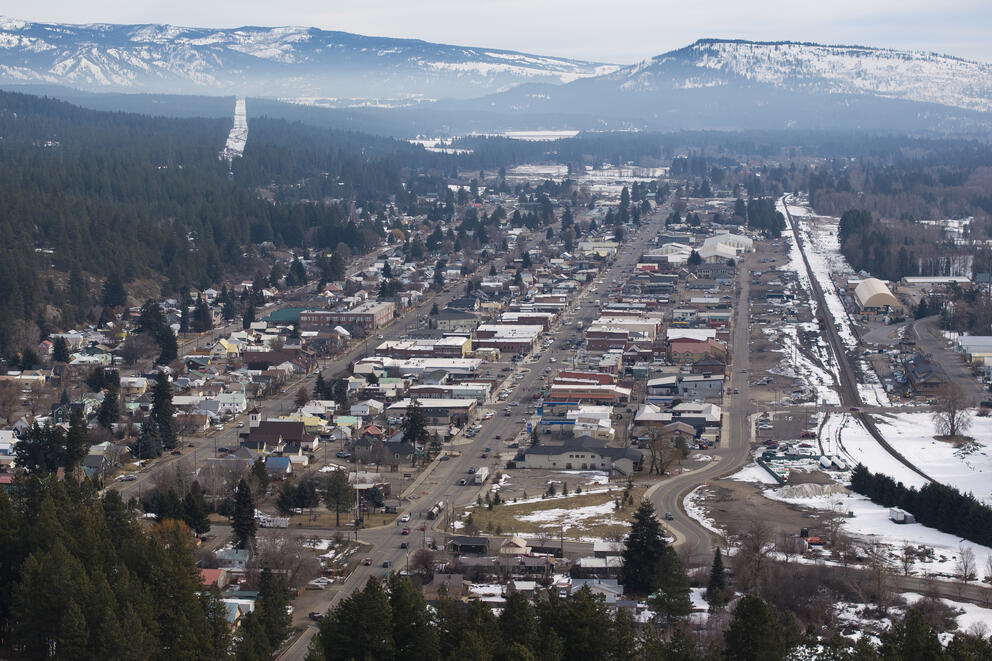 Aerial view of downtown Cle Elum 