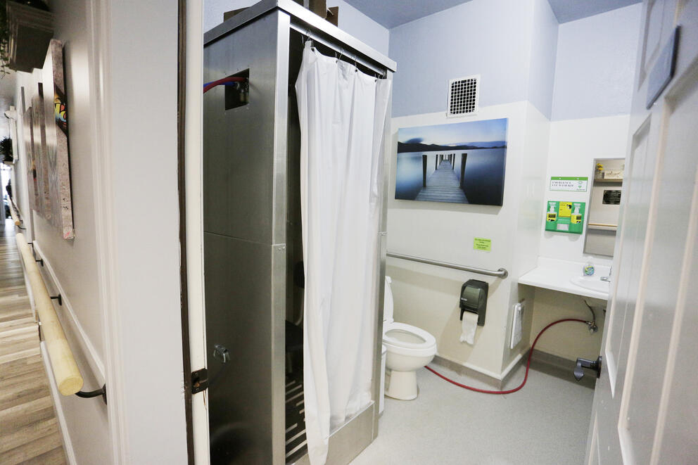 bathroom and shower facilities at Healing Hearts 