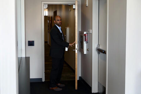 On the day Mayor Ed Murray announced his resignation, his spokesperson Benton Strong glared at a Crosscut photographer